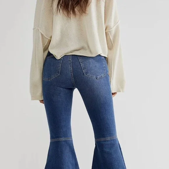 NWT Free People Just Float On Flare Jeans Jericho Blue High Rise Size 25, 29, 31 - Picture 4 of 13